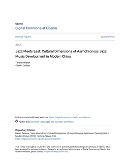 Cultural Dimensions of Asynchronous Jazz Music Development in Modern China