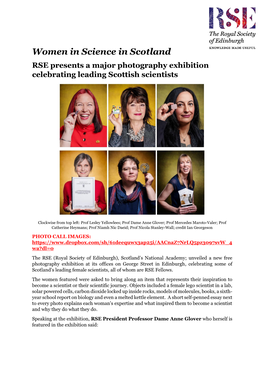 Women in Science in Scotland RSE Presents a Major Photography Exhibition Celebrating Leading Scottish Scientists