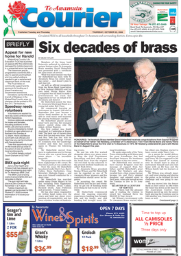 Te Awamutu Courier, Thursday, October 23, 2008 Brass Band Honours Its Own from Page 1