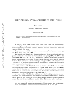 Roth's Theorem Over Arithmetic Function Fields