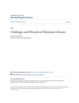 Challenges and Obstacles in Palestinian Libraries Majed J