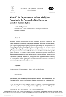 What If? an Experiment to Include a Religious Narrative in the Approach of the European Court of Human Rights