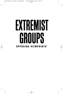 Extremist Groups Frontmatter 2/27/04 2:32 PM Page 1 Extremist Groups Frontmatter 2/27/04 2:32 PM Page 2