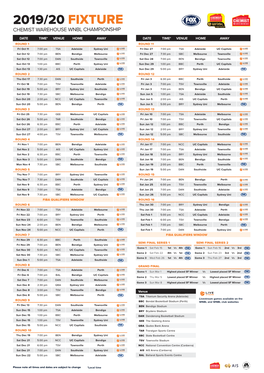 2019/20 Fixture Chemist Warehouse Wnbl Championship