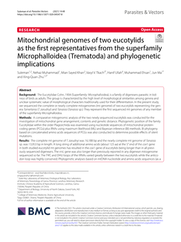 Mitochondrial Genomes of Two Eucotylids As