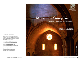 Music for Compline Tallis • Byrd • Sheppard