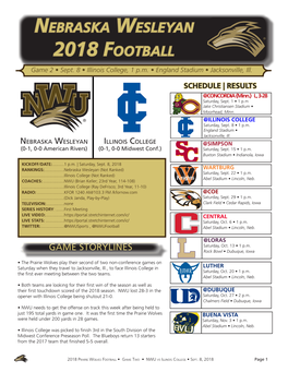 Nebraska Wesleyan 2018 Football Game 2 • Sept