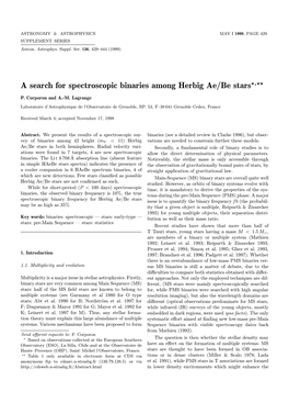 A Search for Spectroscopic Binaries Among Herbig Ae/Be Stars?,??