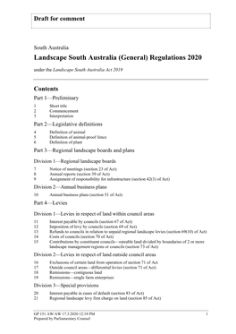 Landscape South Australia (General) Regulations 2020 Under the Landscape South Australia Act 2019
