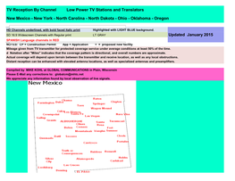 Oregon TV Reception by Channel