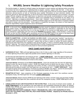 I. WHJBSL Severe Weather & Lightning Safety Procedure