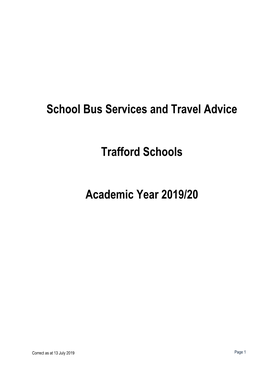School Bus Services and Travel Advice Trafford Schools Academic Year 2019/20