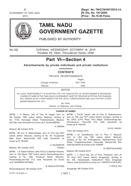 Tamil Nadu Government Gazette