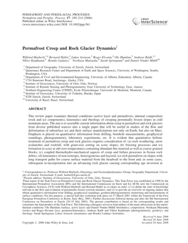 Permafrost Creep and Rock Glacier Dynamicsz