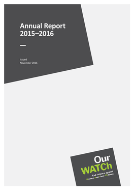 Our Watch Annual Report 2015-2016