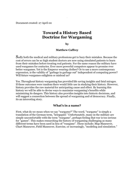 Toward a History Based Doctrine for Wargaming