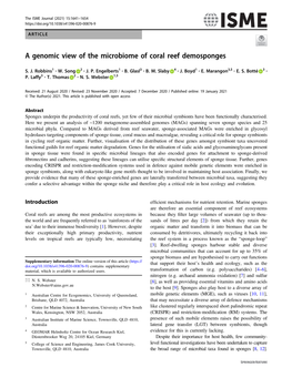 A Genomic View of the Microbiome of Coral Reef Demosponges