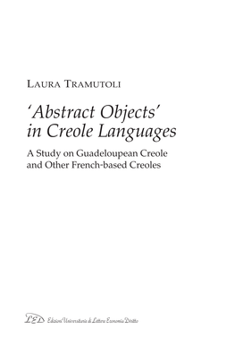 In Creole Languages a Study on Guadeloupean Creole and Other French-Based Creoles