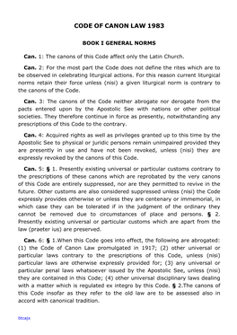 Btcajx Code of Canon Law 1983