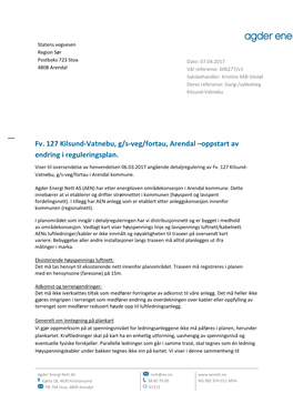 Fv. 127 Kilsund-Vatnebu, G/S-Veg/Fortau, Arendal –Oppstart Av Endring I Reguleringsplan