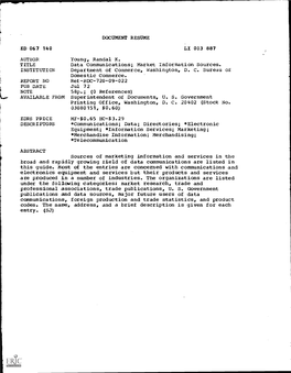 Data Communications; Market Information Sources. INSTITUTION Department of Commerce, Washington, D