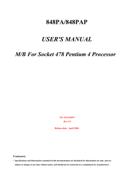 848Pa/848Pap User's Manual
