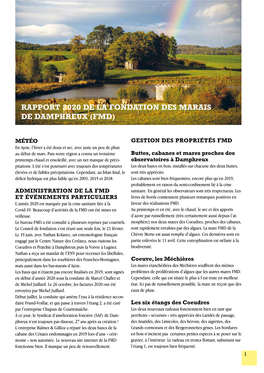 Rapport 2020 De La Fondation Des Marais De Damphreux (Fmd)