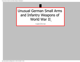 Unusual German Small Arms and Infantry Weapons of World War II