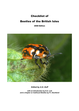 Checklist of Beetles of the British Isles, 2008 Edition