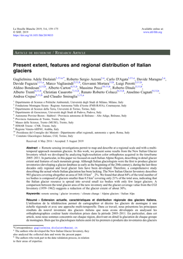 Present Extent, Features and Regional Distribution of Italian Glaciers