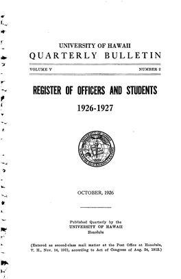 Register of Officers and Students 1926-1927