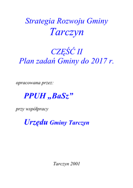 Plan Zadań Gminy Tarczyn Do Roku 2017