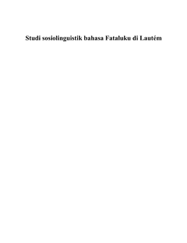 Studi Sosiolinguistik Bahasa Fataluku Di Lautém