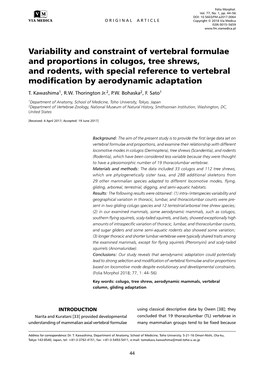 Variability and Constraint of Vertebral Formulae and Proportions In