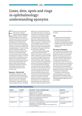 Lines, Dots, Spots and Rings in Ophthalmology: Understanding Eponyms