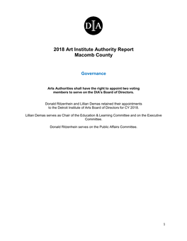 2018 Art Institute Authority Report Macomb County