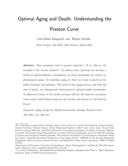 Optimal Aging and Death: Understanding the Preston Curve∗