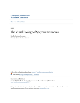 The Visual Ecology of Speyeria Mormonia