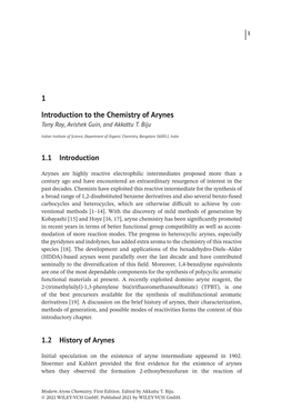 1 Introduction to the Chemistry of Arynes