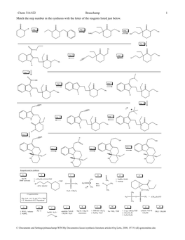 Chem 316/422 Beauchamp 1 Match the Step Number in the Synthesis with the Letter of the Reagents Listed Just Below