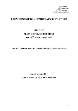 Launching of Kas Democracy Report 2007