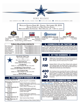 H This Week's Schedule H H Cowboys Pr on Twitter H H