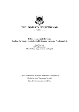 Reading Jin Yong's Martial Arts Fiction and Lacanian Psychoanalysis