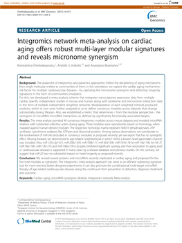 Integromics Network Meta-Analysis on Cardiac Aging Offers Robust Multi