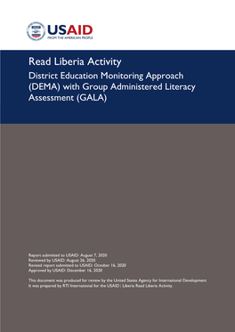 USAID Read Liberia Activity Report on District Education Monitoring