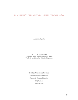 1 La Aprehensión De La Belleza En La Poesía De Idea Vilariño Alejandra