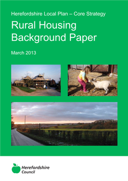 Rural Housing Background Paper March 2013 1 Introduction and Background