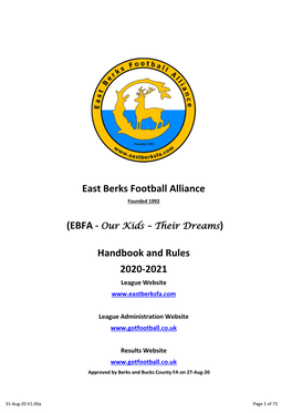 East Berks Football Alliance Handbook and Rules 2020-2021