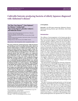 Cultivable Butyrate-Producing Bacteria of Elderly Japanese Diagnosed with Alzheimer's Disease