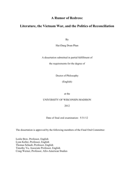 Literature, the Vietnam War, and the Politics of Reconciliation